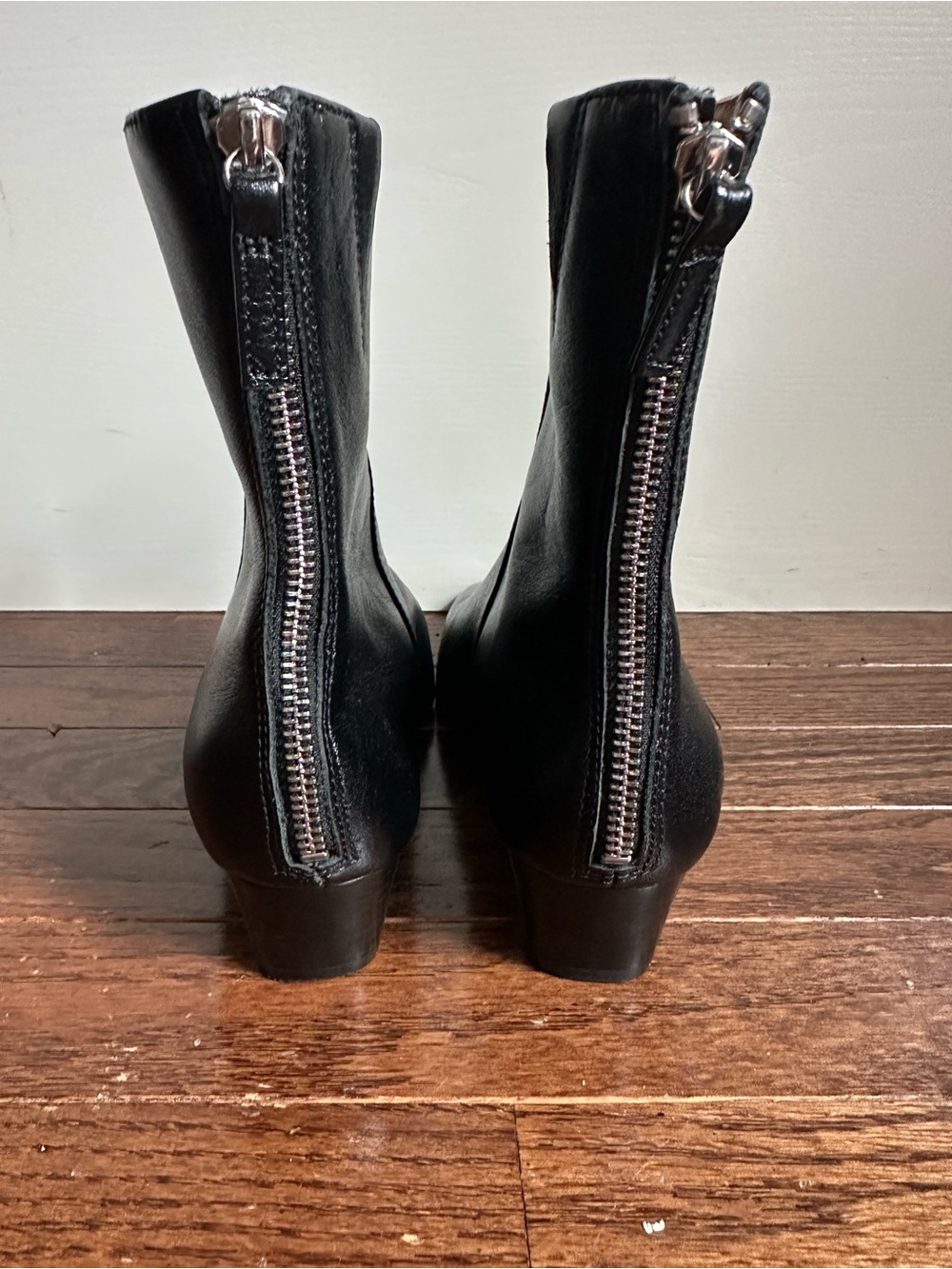 NWOB Madewell Lexie Ankle Boot Black Leather Block Heel Square Toe Size 8 - Picture 10 of 14